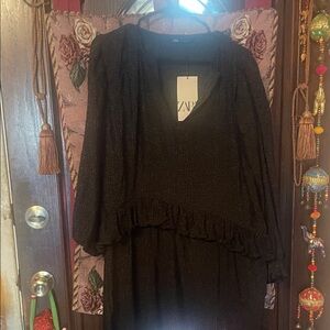 Zara Black Long Sleeve Dress